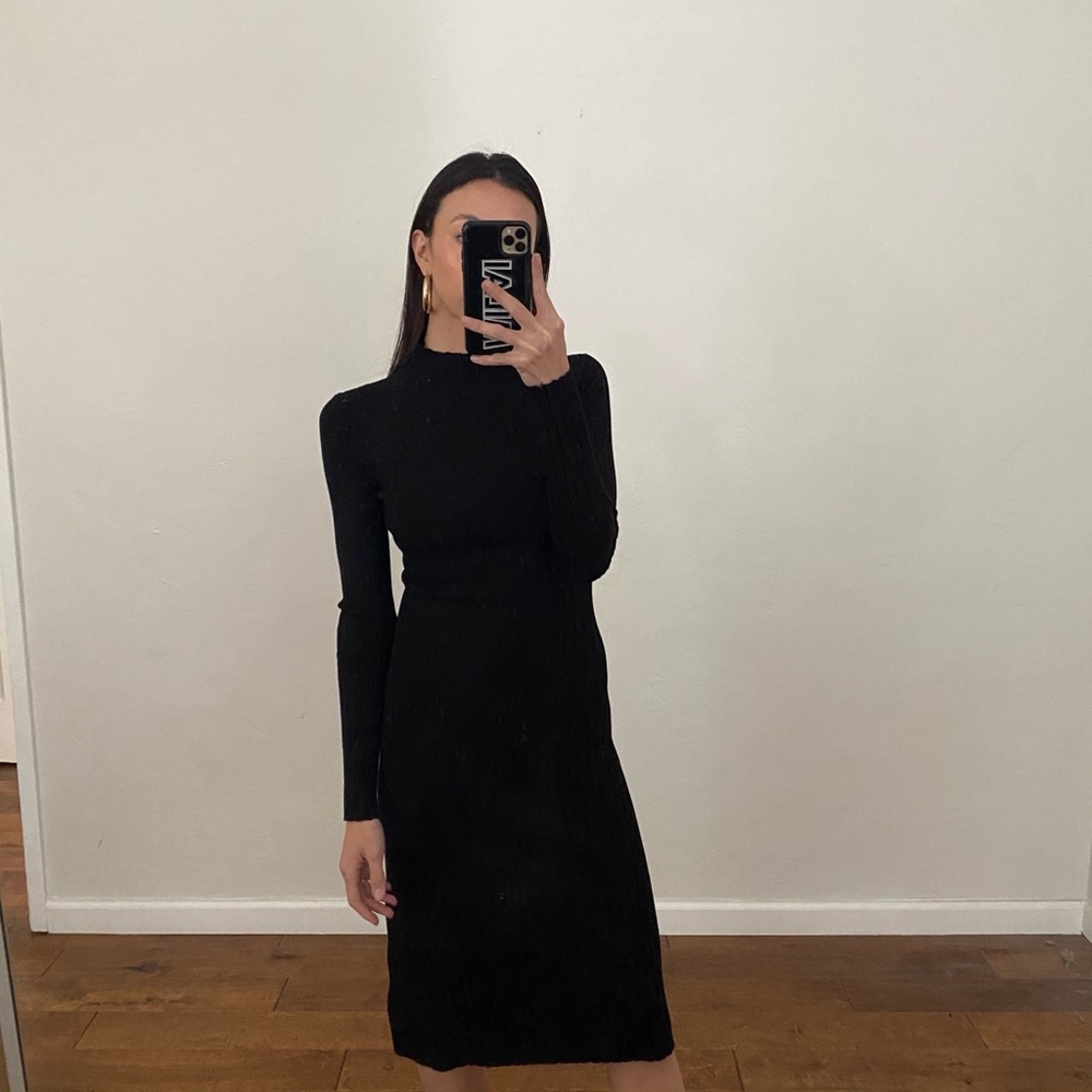 Petal and pup black ribbed dress